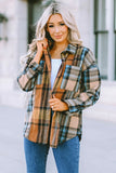 Plaid Block Buttoned Shirt with Pockets