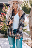 Rounded Hem Plaid Shacket with Slits