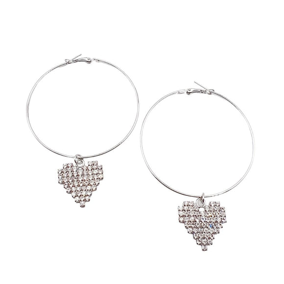 Dream Lover Heart Hoop Earring Silver C21