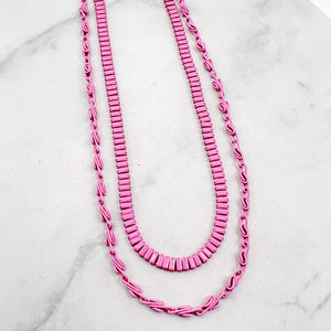 Double Enamel Pink Necklace N1