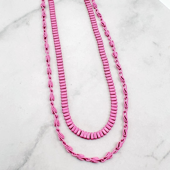 Double Enamel Pink Necklace N1