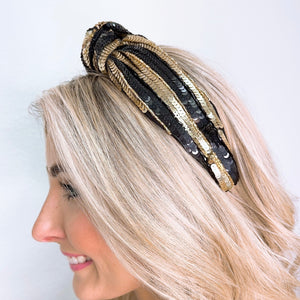 Black/Gold Sequin Headband U64