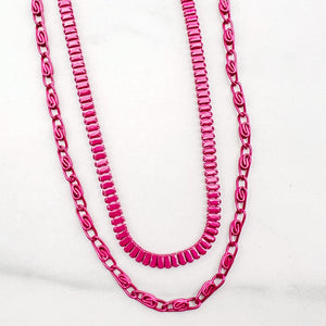 Double Enamel Fuchsia Necklace N14