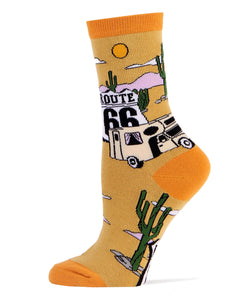 Get Your Kicks / Women's Funny Route 66 Trip Cotton Crew Socks