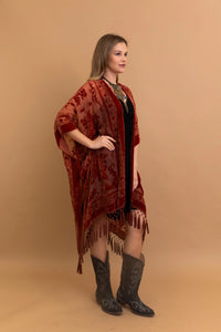 Velvet Mesh Tapestry Tassel Kimono